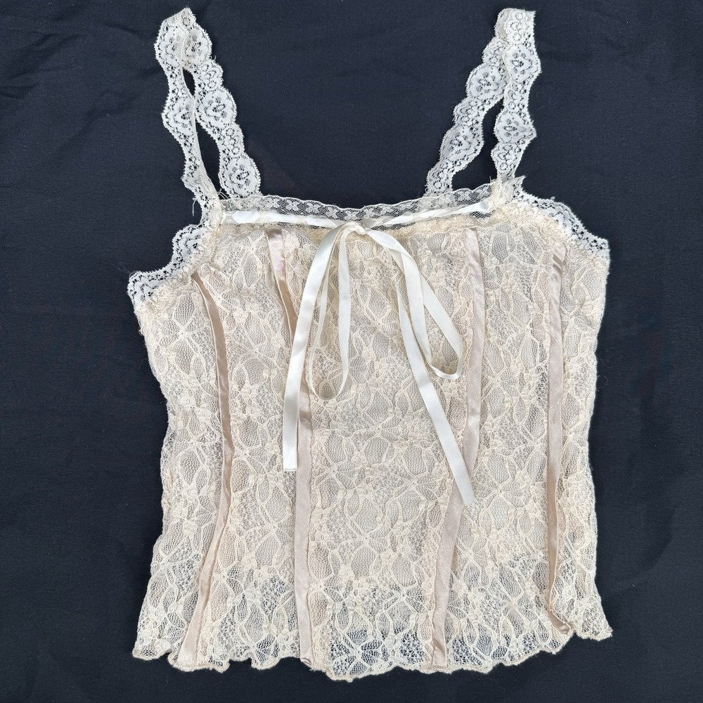 Dainty Lace Coquette Fairy Top XS Boho Romantic Y2K Festival Feminine Layering